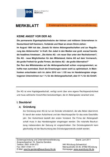 Aktiengesellschaft Informationen über die Rechtsform der