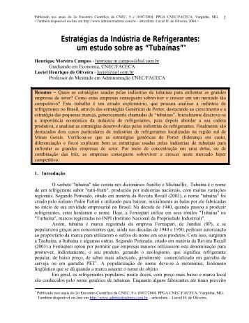 Estratégias da Indústria de Refrigerantes: um estudo sobre as ...