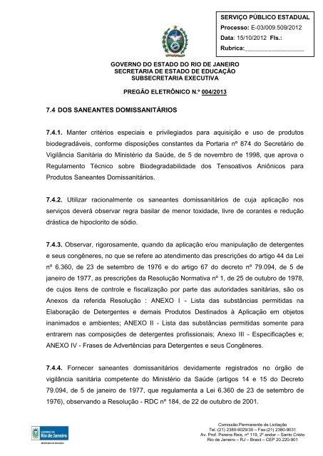 ANEXO I – TERMO DE REFERÊNCIA - Governo do Estado do Rio ...