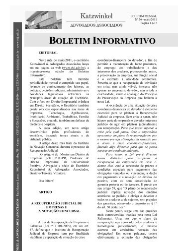 BOLETIM INFORMATIVO - Katzwinkel Advogados Associados