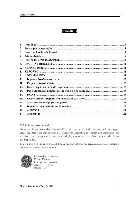 Medida Provisória nº 563, de 2012 - Câmara dos Deputados