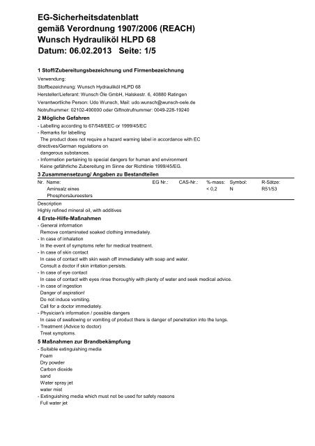 1/5 EG-Sicherheitsdatenblatt gemäß Verordnung 1907/2006