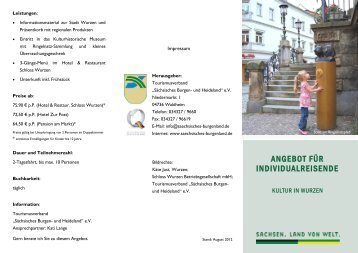 ANGEBOT FÜR INDIVIDUALREISENDE - Stadt Wurzen