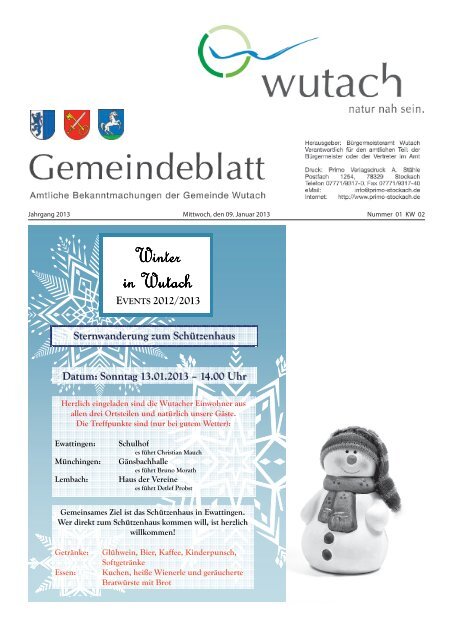 Mitteilungsblatt2013-01.pdf - der Gemeinde Wutach