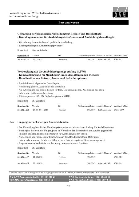 Personalwesen - Württembergische Verwaltungs