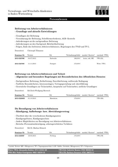 Personalwesen - Württembergische Verwaltungs