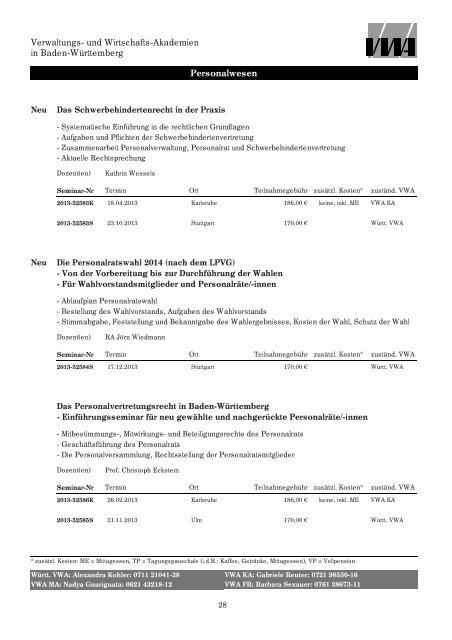 Personalwesen - Württembergische Verwaltungs