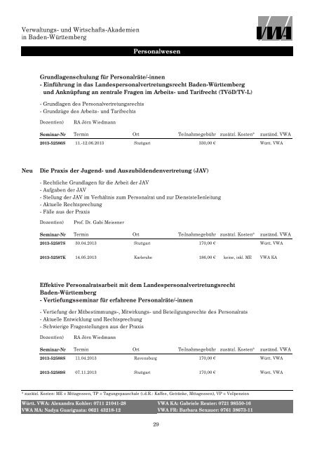 Personalwesen - Württembergische Verwaltungs