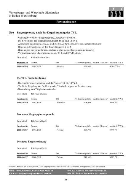 Personalwesen - Württembergische Verwaltungs