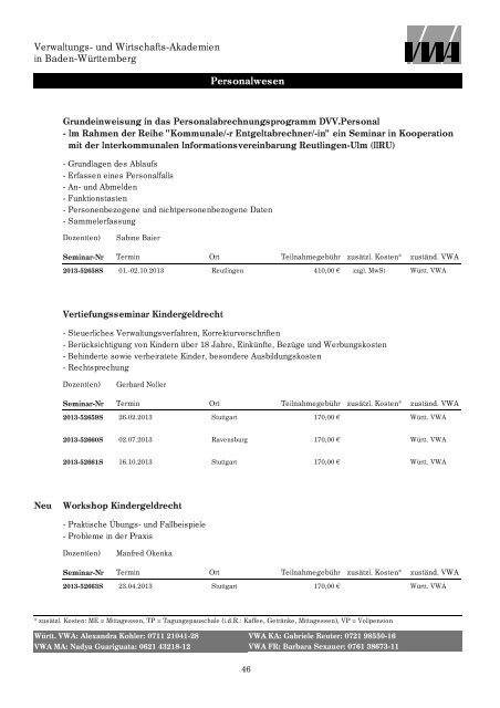 Personalwesen - Württembergische Verwaltungs