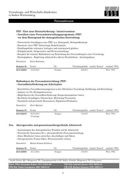 Personalwesen - Württembergische Verwaltungs