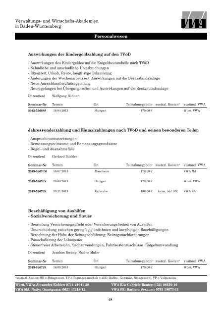 Personalwesen - Württembergische Verwaltungs