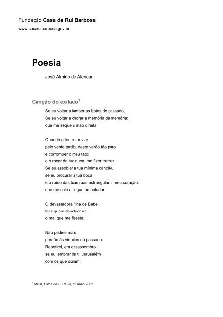 Poesia - Fundação Casa de Rui Barbosa