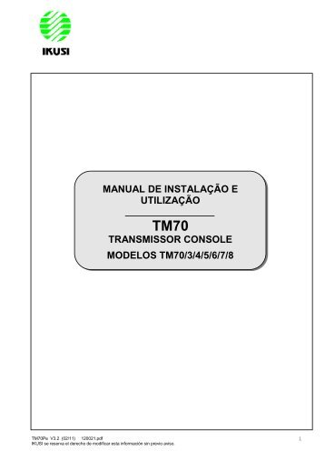 manual de instalação e utilização transmissor console ... - Usicontrol