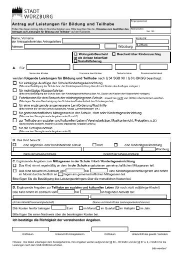 Antrag auf Leistungen für Bildung und Teilhabe