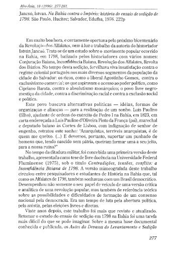 Ístvan Iancsó. Na Bahia contra o Império - Revista Afro-Ásia ...