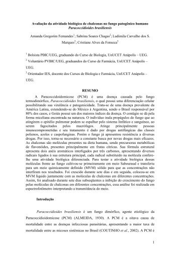 1 Avaliação da atividade biológica de chalconas no ... - PrP - UEG.