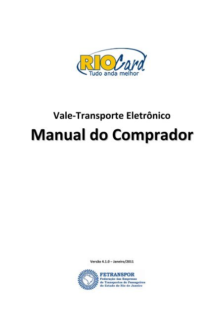 Vale-Transporte Eletrônico Manual do Comprador - Cartões RioCard