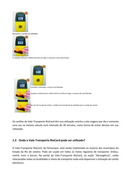 Vale-Transporte Eletrônico Manual do Comprador - Cartões RioCard