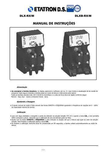 Instruções de Calibração e Operação DLX-RX/M