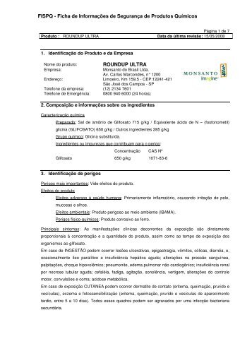 ROUNDUP ULTRA FISPQ - Ficha de Informações de ... - Monsanto