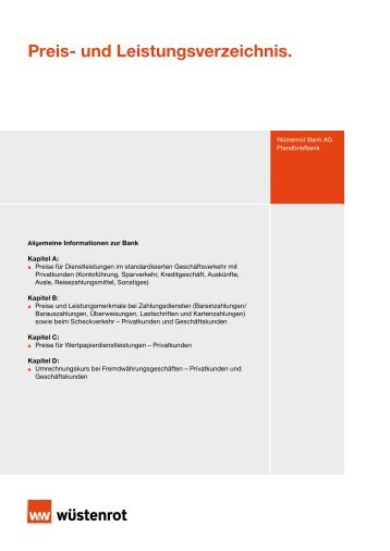 Preis- und Leistungsverzeichnis. - Wüstenrot Bausparkasse AG