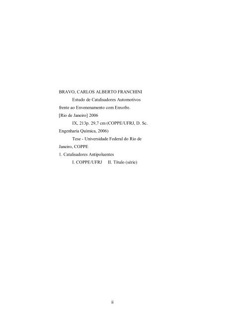 Estudo de Catalisadores Automotivos frente ao ... - UFRJ