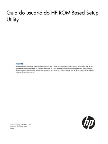 Guia do usuário do HP ROM-Based Setup Utility - Business Support ...