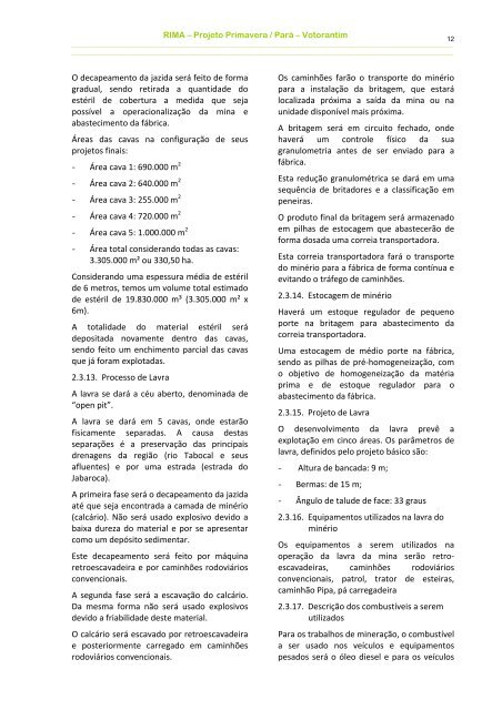 Relatório de Impacto Ambiental – RIMA Projeto Primavera PARÁ ...