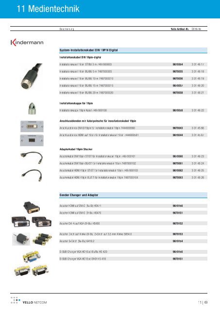 lagersortiment netzwerktechnik / medientechnik 2011/2012