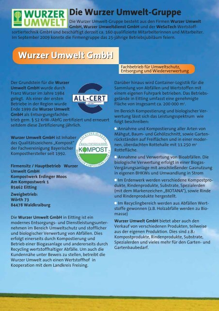 Die Wurzer Umwelt-Gruppe - Wurzer Umwelt GmbH