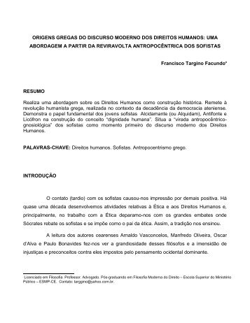 ORIGENS GREGAS DO DISCURSO MODERNO DOS DIREITOS ...