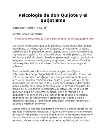 Psicología de don Quijote y el quijotismo - PIEL-L Latinoamericana