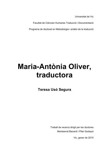 Maria-Antònia Oliver, traductora - Recercat