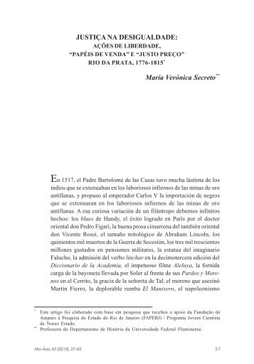 ações de liberdade, “papéis de venda” - Revista Afro-Ásia