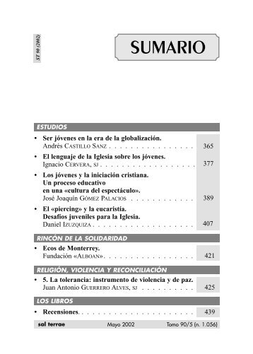 SUMARIO - Editorial Sal Terrae