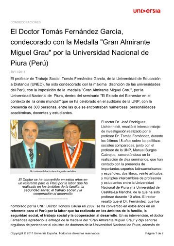 El Doctor Tomás Fernández García, condecorado con la Medalla ...