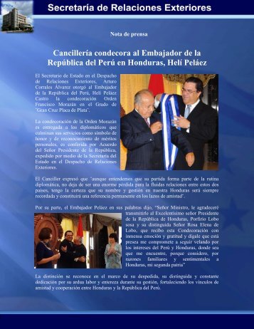 Cancillería condecora al Embajador de la República del Perú en ...