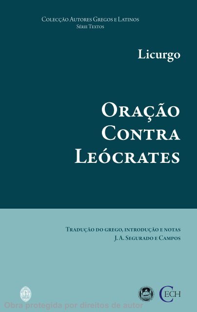 Oração Contra Leócrates - Universidade de Coimbra