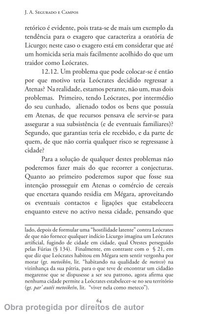 Oração Contra Leócrates - Universidade de Coimbra