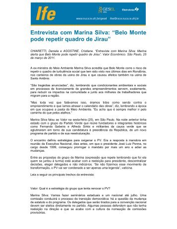 Entrevista com Marina Silva: “Belo Monte pode repetir ... - UFRJ