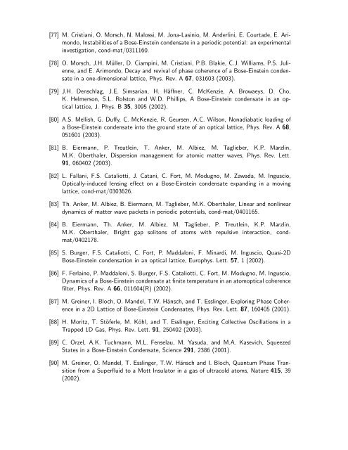 Bose-Einstein Condensates in Rotating Traps and Optical ... - BEC