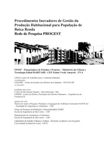 O mutirão autogerido como procedimento inovador na ... - Habitare