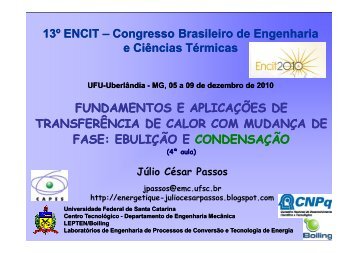 13º ENCIT 13º ENCIT – Congresso Brasileiro de ... - LEPTEN - UFSC