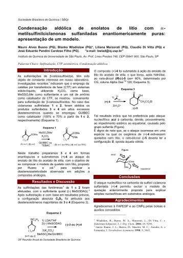 condensação aldólica de enolatos de lítio com alfa - Sociedade ...