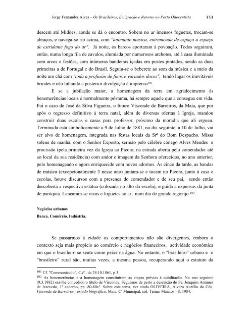 emigração e retorno no porto oitocentista - Repositório Aberto da ...