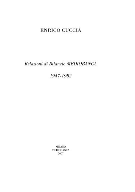 Enrico Cuccia - Mediobanca