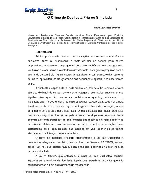 O Crime de Duplicata Fria ou Simulada - Direito Brasil