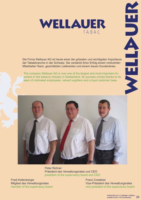 FestschriFt zum 111-jährigen jubiläum booklet For the ... - Wellauer AG