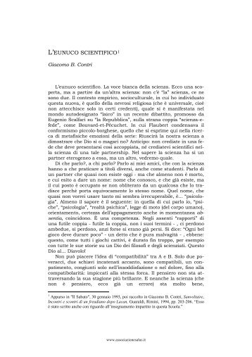 Giacomo B. Contri, L'eunuco scientifico - Salusaccessibile.it